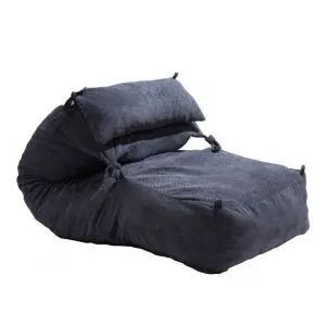 Комплект, пуф легло и декоративна възглавница, 500л. Yoga XL - Dusty blue, Перящ се калъф, Пълнеж с микс от мемори пяна и дунапрен, Гама Plush honey
