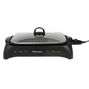 Скара с капак Rohnson R-250, 2200W, Плочи 40x30 см, Черен, (16509)