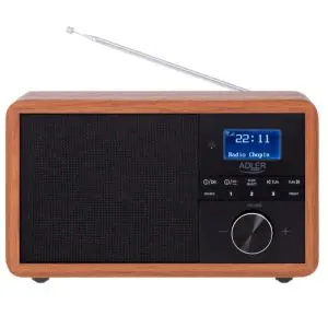 Радио цифрово Adler AD 1184, 15W, DAB+Bluethooth, Часовник, USB, SD карта, LCD дисплей, Кафяв/Черен, (9999AD1184)