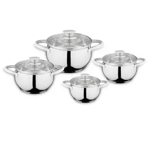 Комплект тенджери SAPIR SP 1210 QI8, 16/18/20/24 см, Многослойно дъно, Индукция, Инокс