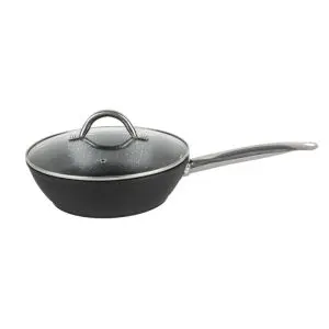 Дълбок тиган с капак Bohmann BH 1108-24MRB, 24 см, Мраморно покритие, Индукция, Черен, (11231)