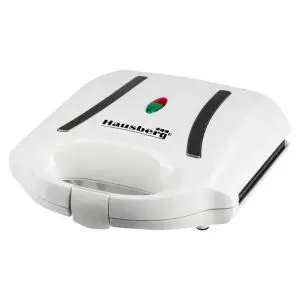 Тостер за сандвичи Hausberg HB-3535AB, 800 W, Грил плочи, Бял, (99HB3535AB)