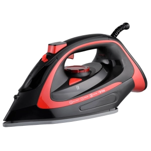 Парна ютия с керамична плоча ZEPHYR ZP 1050 BQC, 3000W, Самопочистване, Вертикално гладене, Черен/червен